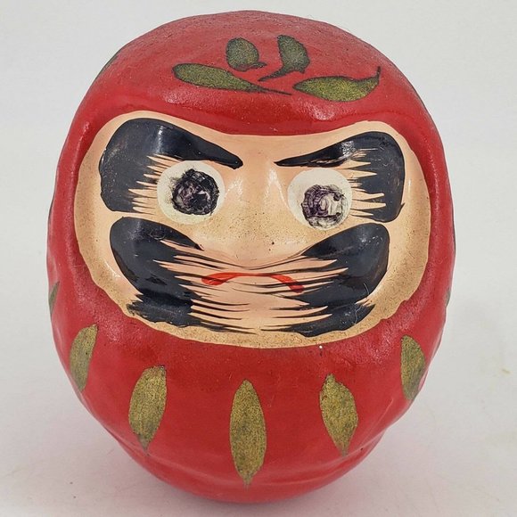 artisan Other - Japanese Daruma Doll Red Wishing Doll Paper Mache 4"